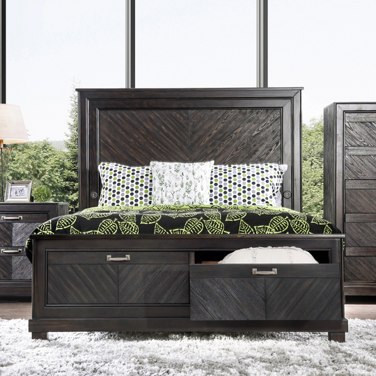 Furniture of America Moso Rustic Espresso 2-drawer Storage Bed