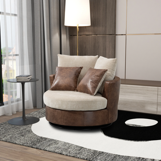 Swivel Accent Barrel Chair and Sofa With Pillows Armchair Club Chair