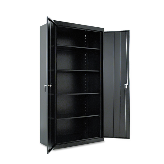 Assembled 72" High Heavy-Duty Welded Storage Cabinet, Four Adjustable Shelves, 36 x 18, Black - 36" x 18"