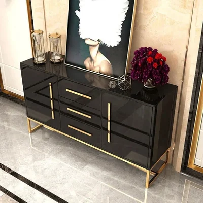 Modern Luxurious 1200Mm White Buffet Doors & Drawers Kitchen Storage Sideboard Cabinet