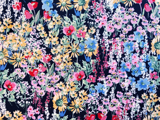 Secret Flower Garden in Bloom Navy Floral Quilting Cotton Fabric By 1/4 Or 1/2 Yard Fat Quarter, Australian Small All Over