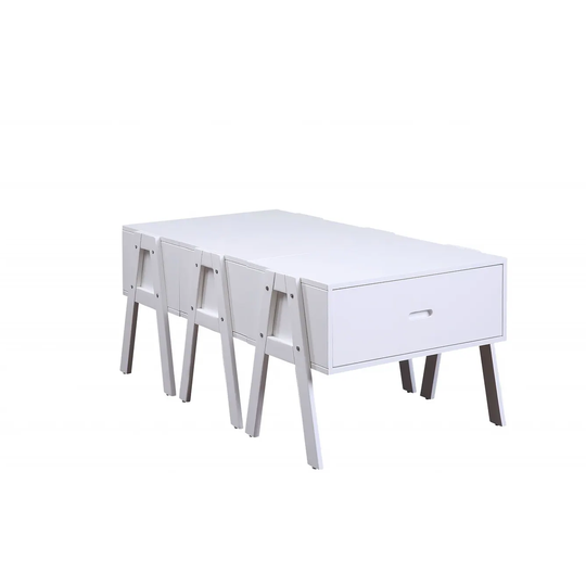 Sleek White Rectangular Convertible Coffee Table - 25' x 48' x 20'