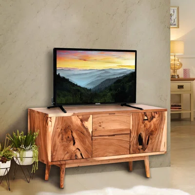 Malou Live Edge Suar Wood Cabinet With 2 Doors/2 Drawers