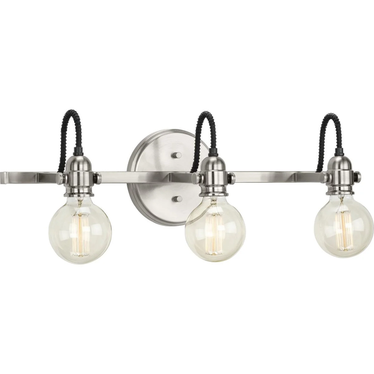 Axle Collection 3-Light Brushed Nickel Vintage Bath Vanity Light