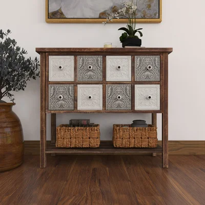 McLeansboro Rustic 8-Drawer Rectangular Wood Sideboard