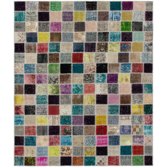ECARPETGALLERY Hand-knotted Color Transition Patchwork Multi Wool Rug - 5'8 x 7'4