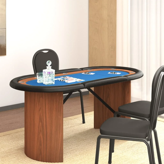vidaXL 10-Player Poker Table Oval Card Gaming Table Desk Furniture Blue/Green - 63" x 31.5" x 29.5"