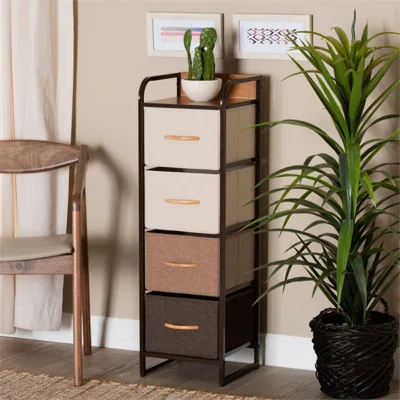 Multi-Colored And Black Metal 4-Drawer Storage Cabinet
