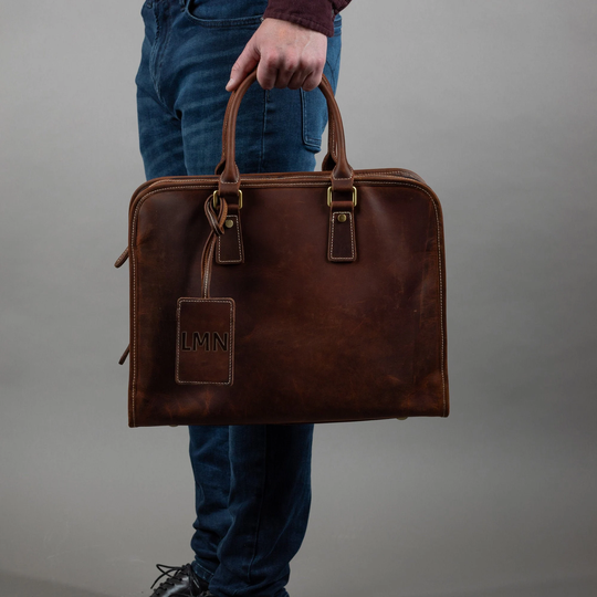 Personalized Leather Briefcase, Custom Fathers Day Gift, Personalized Gift, Portfolio Document Bag Laptop Bag, Satchel Handbag, Crossbody