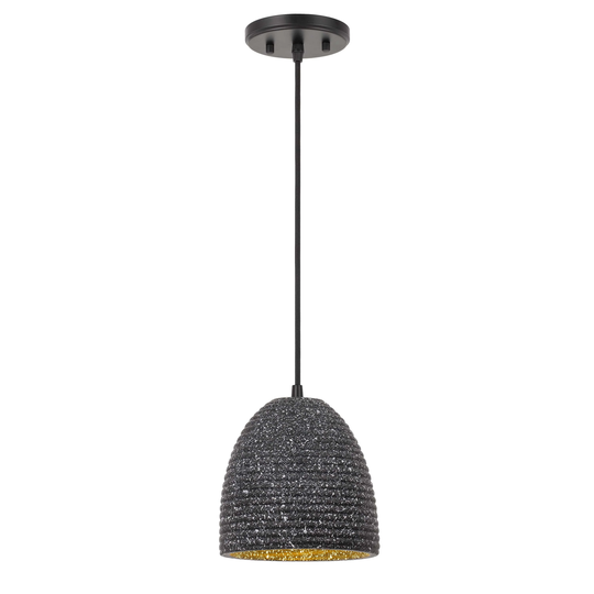 Remington 1-Light Black Finish Concrete Grey Pendant 7.25"D X 8.63"H - Small