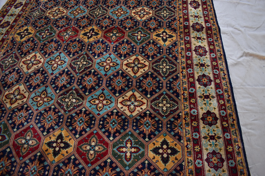 6x10 Handmade Rug, Colorful Rug, Decorative Tiles, Floor Carpet, Turquoise, Blue, Oriental Mosaic, Persian Mid Century Modern.dg25
