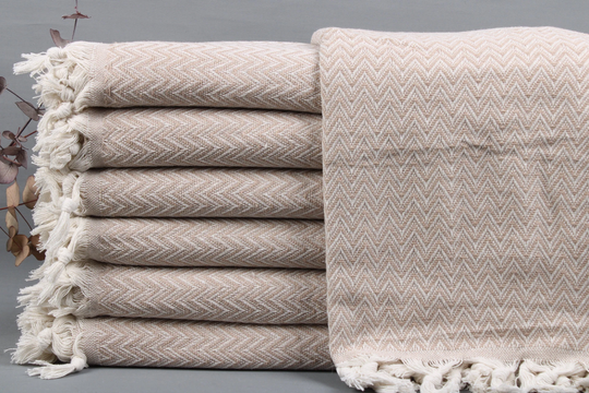 Beach Blanket, Sofa Beige Chevron Bedcover, 63x75 Inches Shower Curtain, Wholesale Oversize Throw, Decor