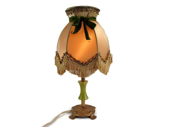 Antique Brass Table Lamp, Vintage Night Lamp