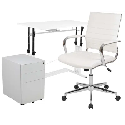 3 Piece Rectangular Computer Desk Office Set with Chair