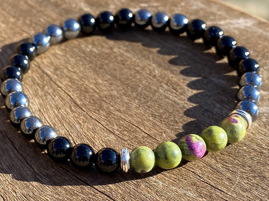 Atlantisite, Onyx & Hematite Healing Stone Bracelet With Positive Energy