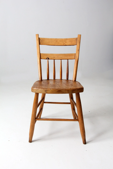 Antique Plank Seat Chair, Farmhouse Primitive Chair