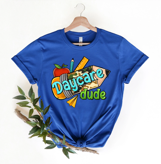 Daycare Dude Camo School Pencil Shirt, Ack To Shirt, Teacher Shirt, Team Teacher Shirt, First Grade Day Of