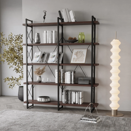 Home Office 5 Tier Bookshelf with Metal Frame