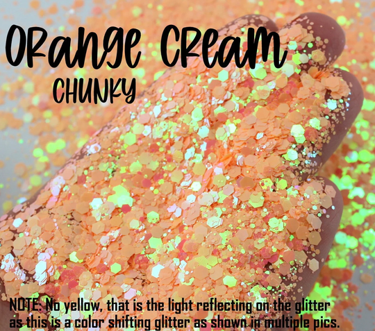 1Oz Chunky Polyester Glitter, Color Shift Tumbler Slime Chameleon Orange Orange Cream
