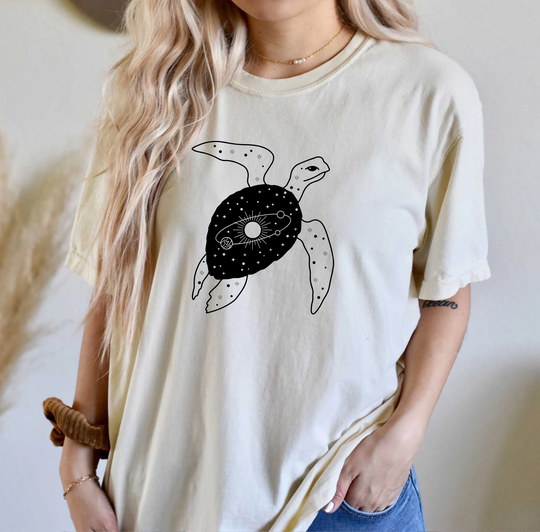 Comfort Colors Celestial Animals Shirt, Turtle Top, T-Shirt, Comfy Oversized Boho
