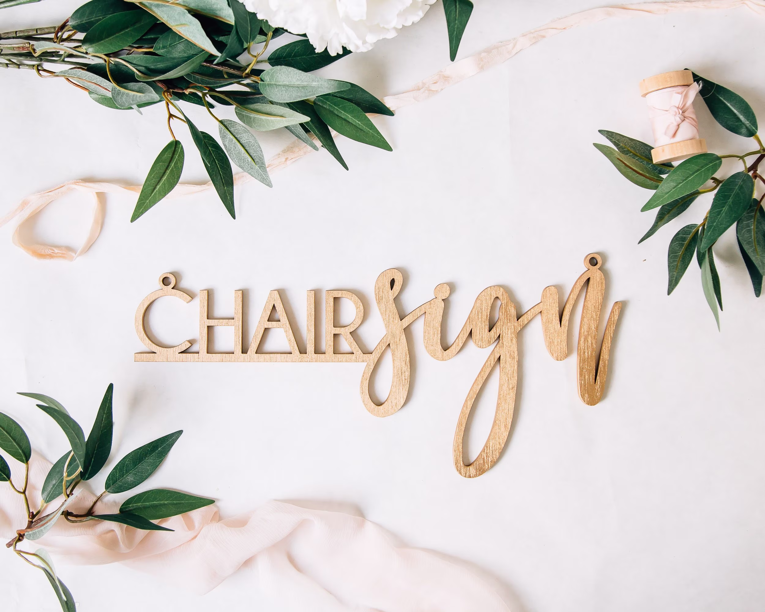 Custom Laser Cut Wood Chair Sign, 14" X 10", 2 Line Personalized Wedding Sign