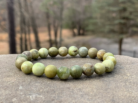 Peridot Bracelet, Natural Gemstone Stretch 8mm Beads, August Birthstone, Bead Bracelet