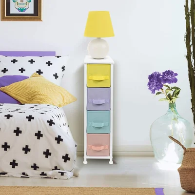 Sorbus Narrow Dresser Tower With 4 Drawers - Vertical Storage For Bedroom, Bathroom, Laundry, Closets, And More (Pastel)