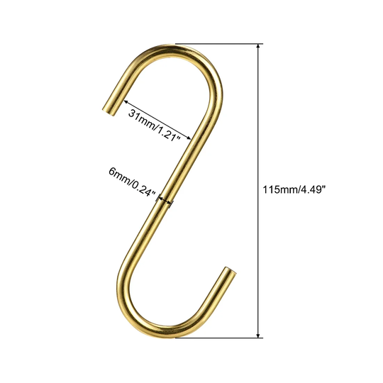Multipurpose Iron Hooks,4pcs Hanging Hook 115x31x5mm Luxury Gold Color - Luxury Gold Color