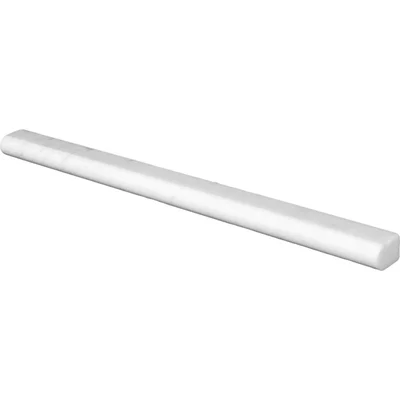 Thassos 12" x 0.5" Polished Marble Pencil Liner Tile Trim in White