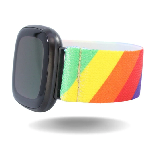 Elastic Fitbit Sense/Versa 3 Watch Band - Fits & Rainbow Pride Red Yellow Blue Green Purple Stripes Lgbtq Ally