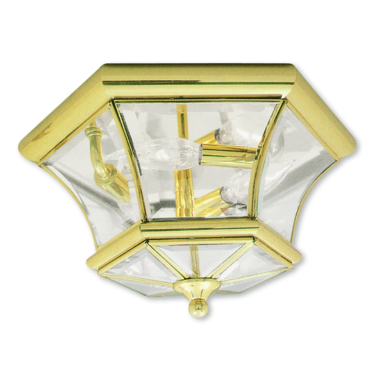Livex Lighting Monterey Polished Brass 3-Light Ceiling Mount Lantern