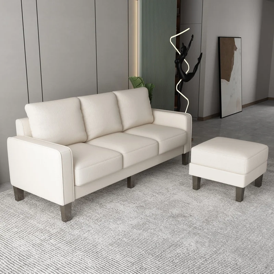 Modern L-Shape Fabric Sofa with Ottoman