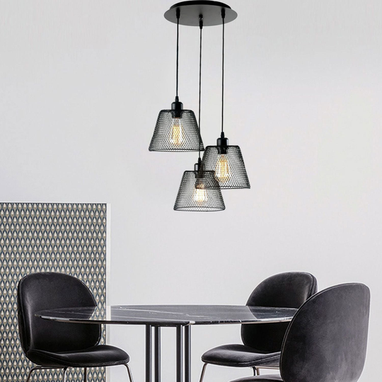 Vintage 3-Light pendant light with Mesh Shade - 15.7x 15.7x5.9H