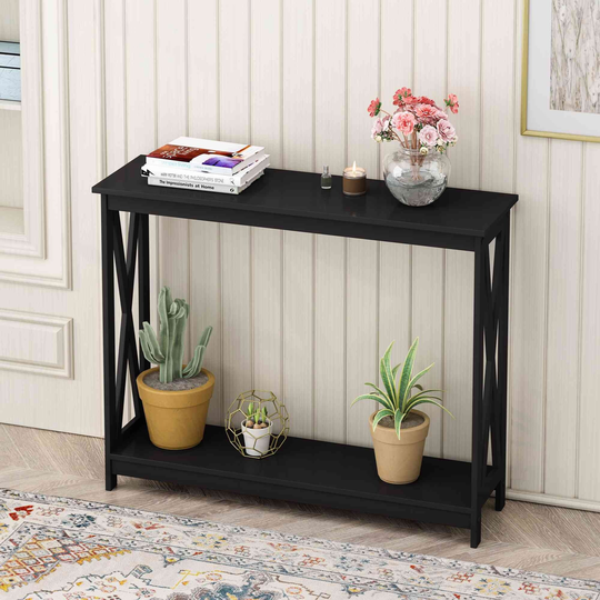 39.37"L Console Table, Classic Entryway Table, Black