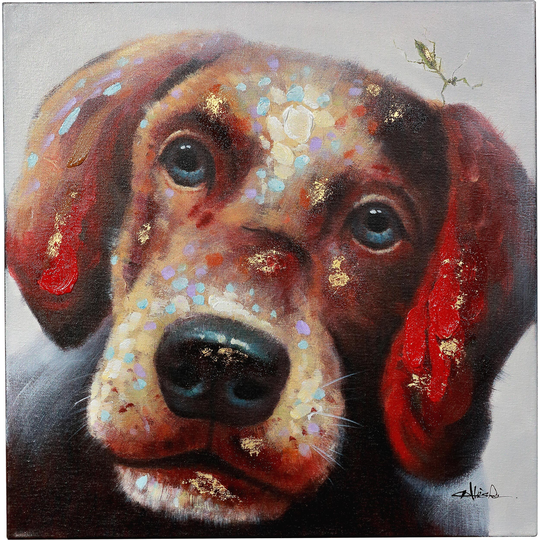 So Cute Puppy Dog' with Warm Neutral Colors Original Canvas Artwork - Multi-Color
