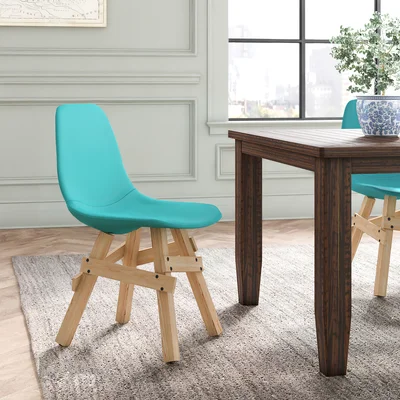 Icon Genuine Leather Side Chair in Ash Wood
