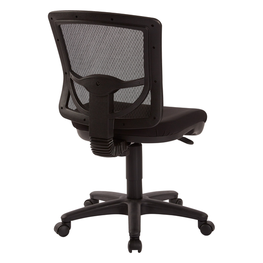 Mesh Back Armless Task Chair with Paded Coal FreeFlex Fabric Seat, Ratchet Back and Pneumatic Control