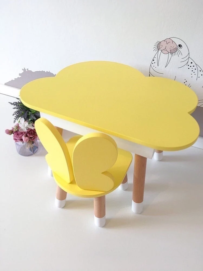 Wooden Kid Furniture Set Toddler Table & Chair Kid Playing Small Child