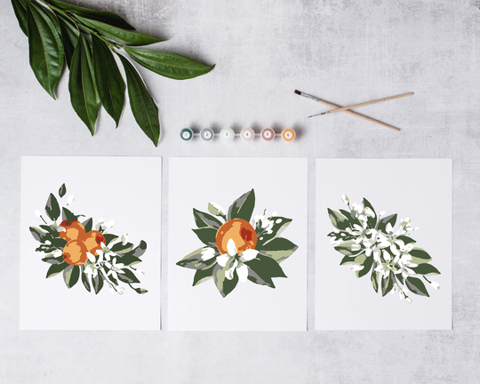 Orange Blossom Paint By Number Kit/Color Kit/Mothers Day Gift/Kids Crafting Kit/Adult Coloring Kit/Modern