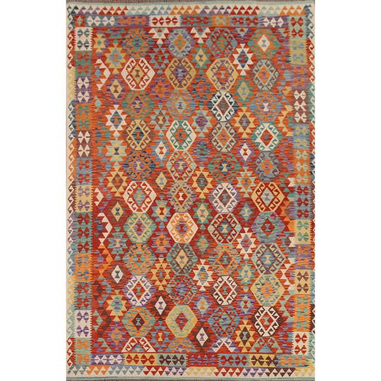 Multi-Color Kilim Oriental Area Rug Flat-weave Living Room Wool Carpet - 8'5" x 11'5"