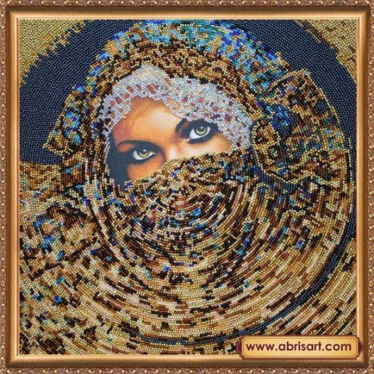 Diy Bead Embroidery Kit On Art Canvas "Scheherazade - Girl" Size 11.8"×11.8" | 30×30 cm, Gift | Abris