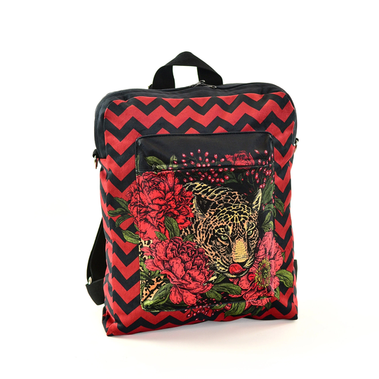 Red Velvet Leopard Handmade Rucksack
