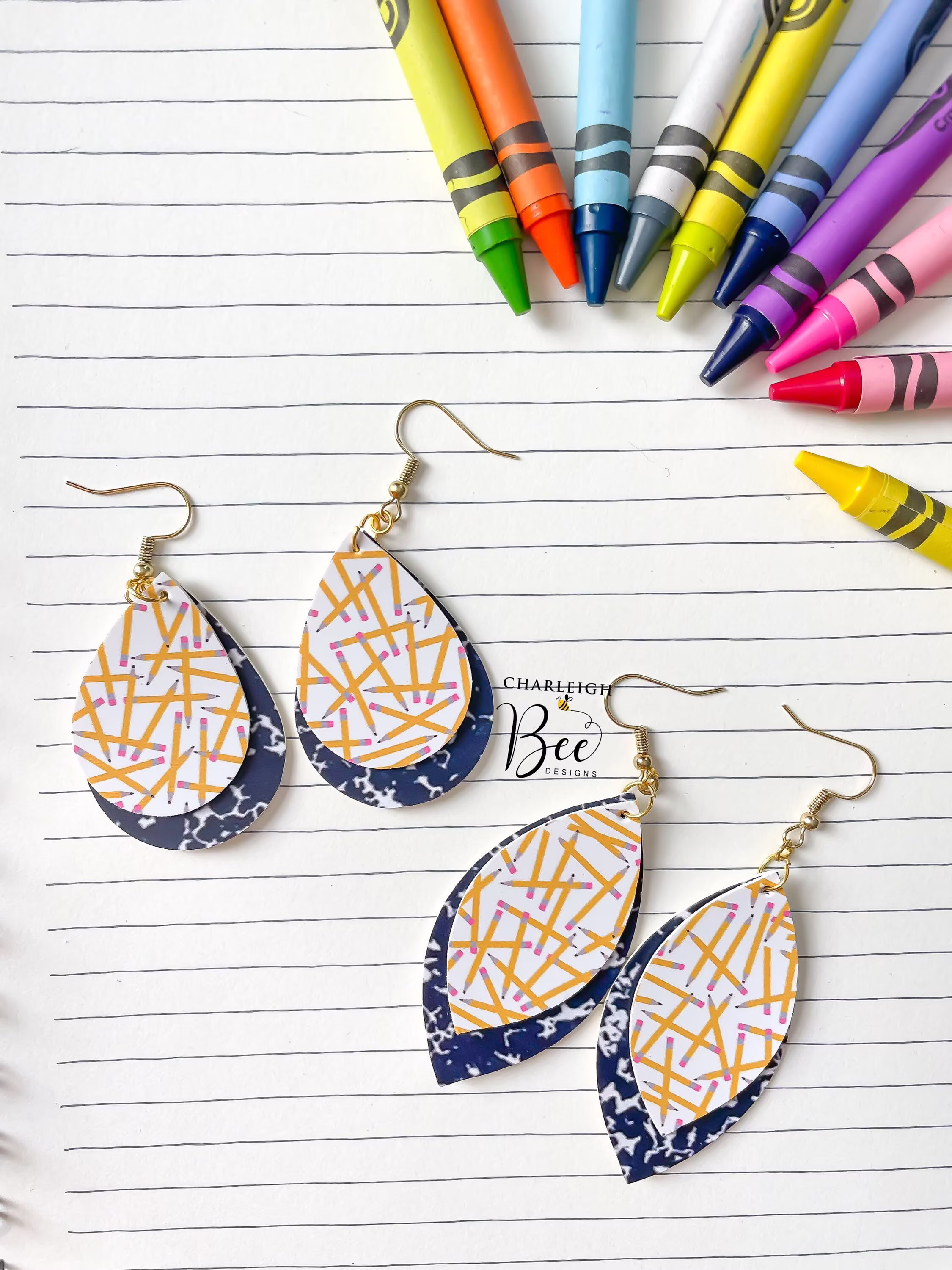 Pencil & Composition Book Dangle Earrings/ Faux Back To School Earrings