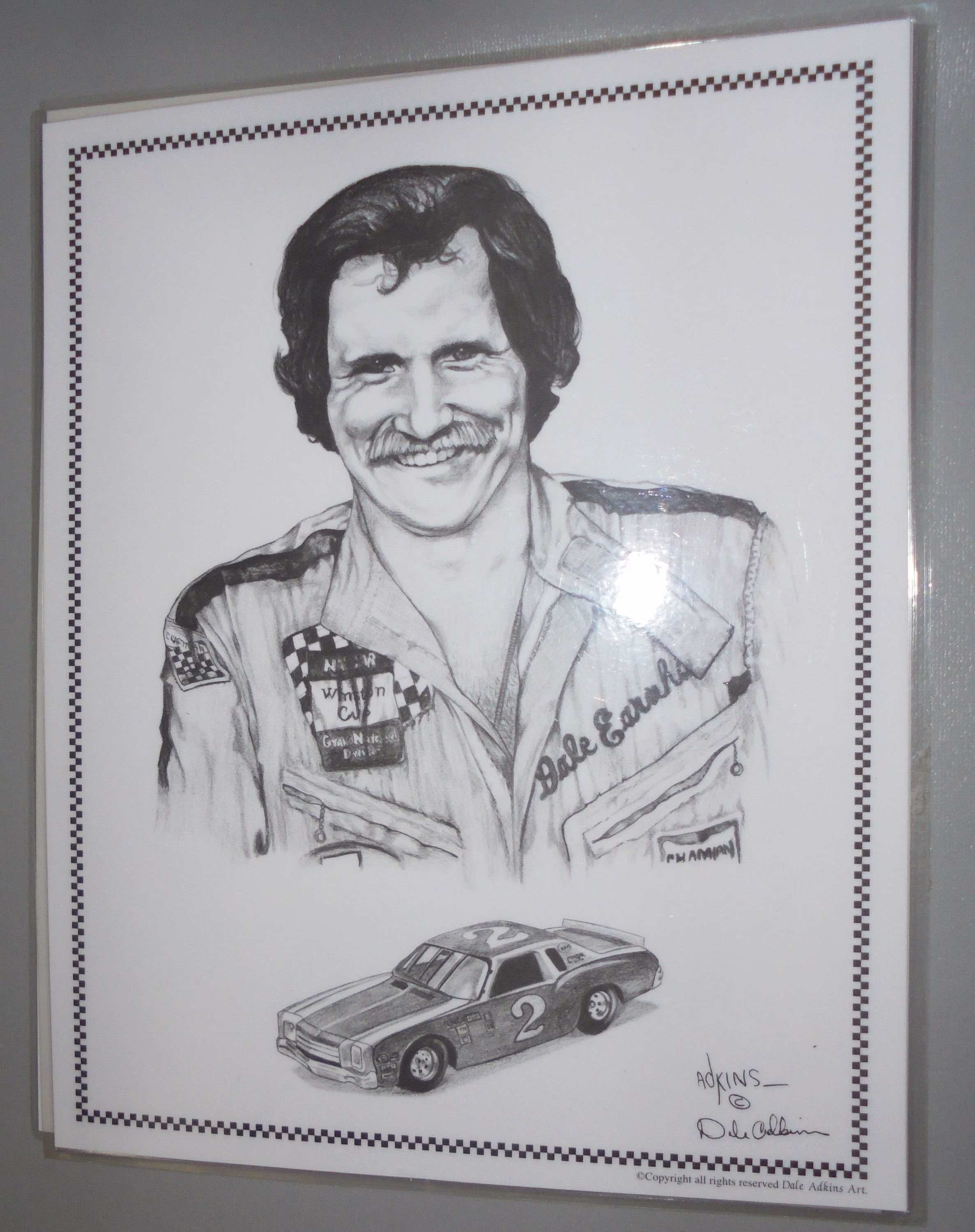 Three Nascar Pencil Sketch Prints By Dale Adkins
