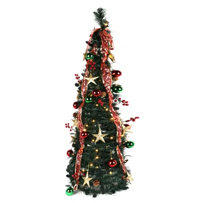 4' H Slender Green Artificial Cashmere Christmas Tree with 100 LED Lights