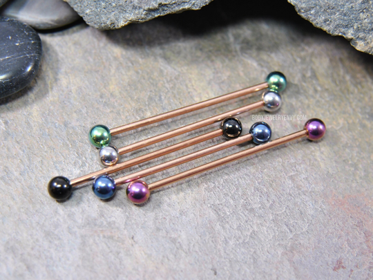 Rose Gold Ip Mix Color Industrial Bar 14G 316L Stainless Surgical Steel Upper Ear Cartilage Barbell Piercing Jewelry Blue Green Purple Black