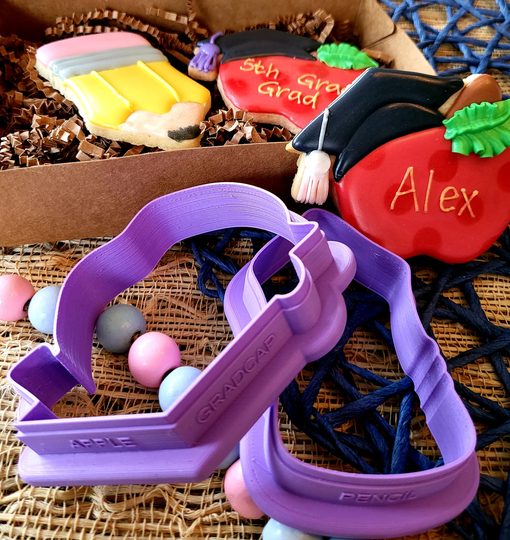Graduation Apple & Pencil Cookie Cutters, End Of School Cookie Cutters