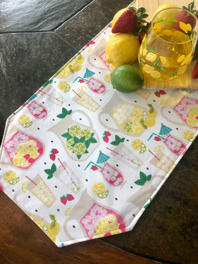 Reversible Lemonade Table Runner // Summer Decor Dining Linens Fruit