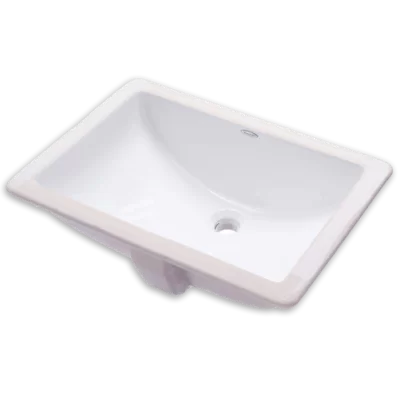 Studio White Vitreous China Rectangular Undermount Bathroom Sink with Overflow