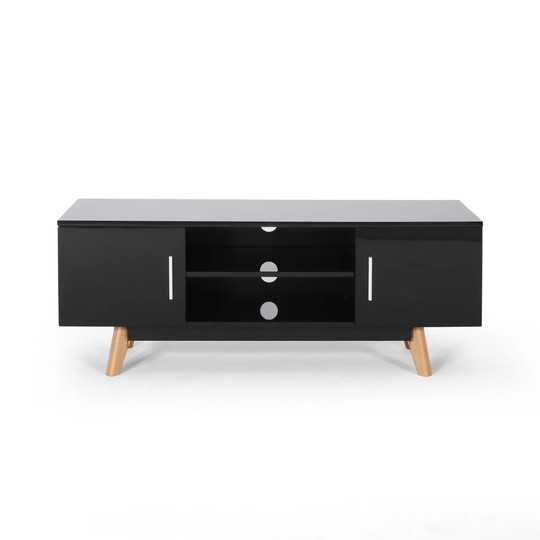 47.25" Black Contemporary TV Console Stand with Shelf